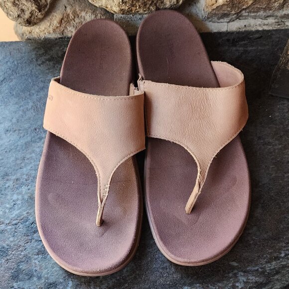 L.L. Bean Tan Suede Flip Flop Thong Sandals Size 10 - Picture 14 of 15